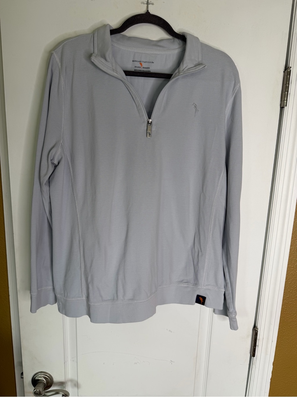 Margaritaville Island Reserve Men’s 100% Cotton Lt Blue Quarter Zip Pullover SzL
